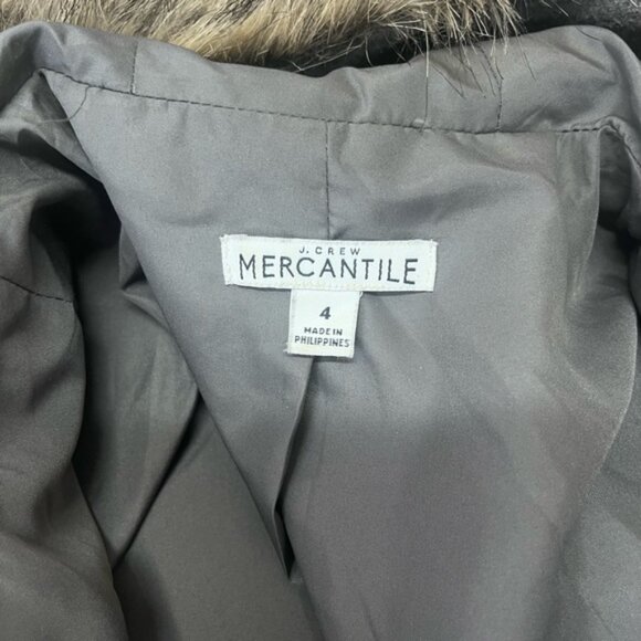 J. Crew Mercantile Gray Vail Wool Blend‎ Winter Coat Faux Fur Trim Women's 4 - Picture 5 of 9